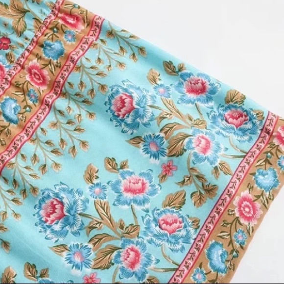 Blue Floral Bohemian Gypsy Long Skirt - Picture 10 of 10